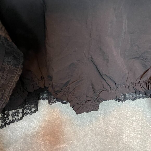 Women Lace Tiered Ruffle Babydoll Gothic Emo Witchy Black Mini Romper Dress M - Picture 5 of 10